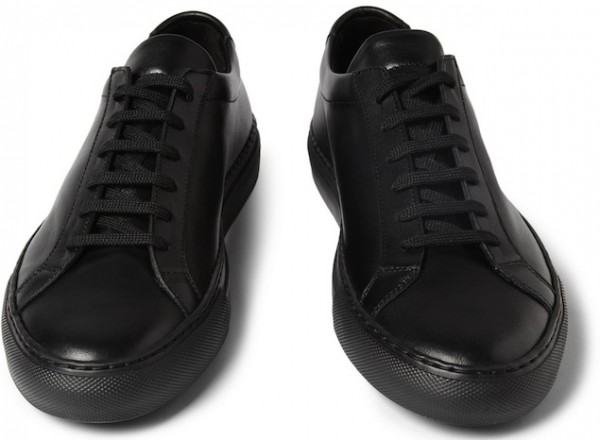 black leather low top sneakers