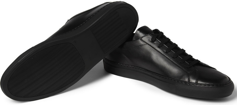 COMMON PROJECTS BLACK LEATHER ACHILLES LOW-TOP SNEAKERS
