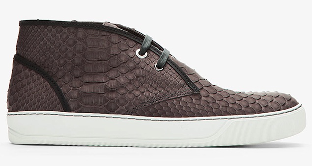 LANVIN PYTHON SKIN MID-TOP SNEAKERS
