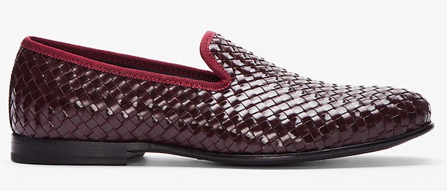 MCQ BY ALEXANDER MCQUEEN BURGUNDY WOVEN LOAFERS