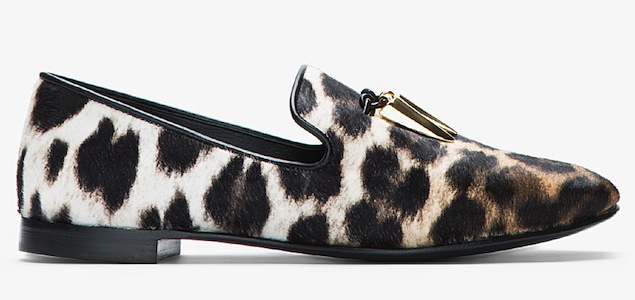 GIUSEPPE ZANOTTI KEVIN HORN LEOPARD CALF HAIR LOAFERS