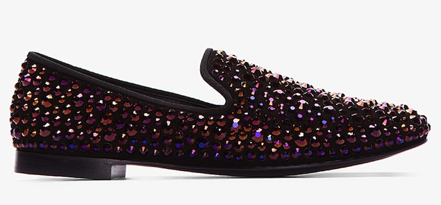 GIUSEPPE ZANOTTI PURPLE SWAROVSKI CRYSTAL STUDDED KEVIN LOAFERS