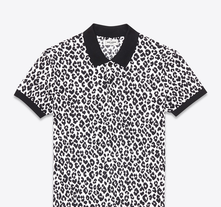 SAINT LAURENT LEOPARD PRINT POLO SHIRT