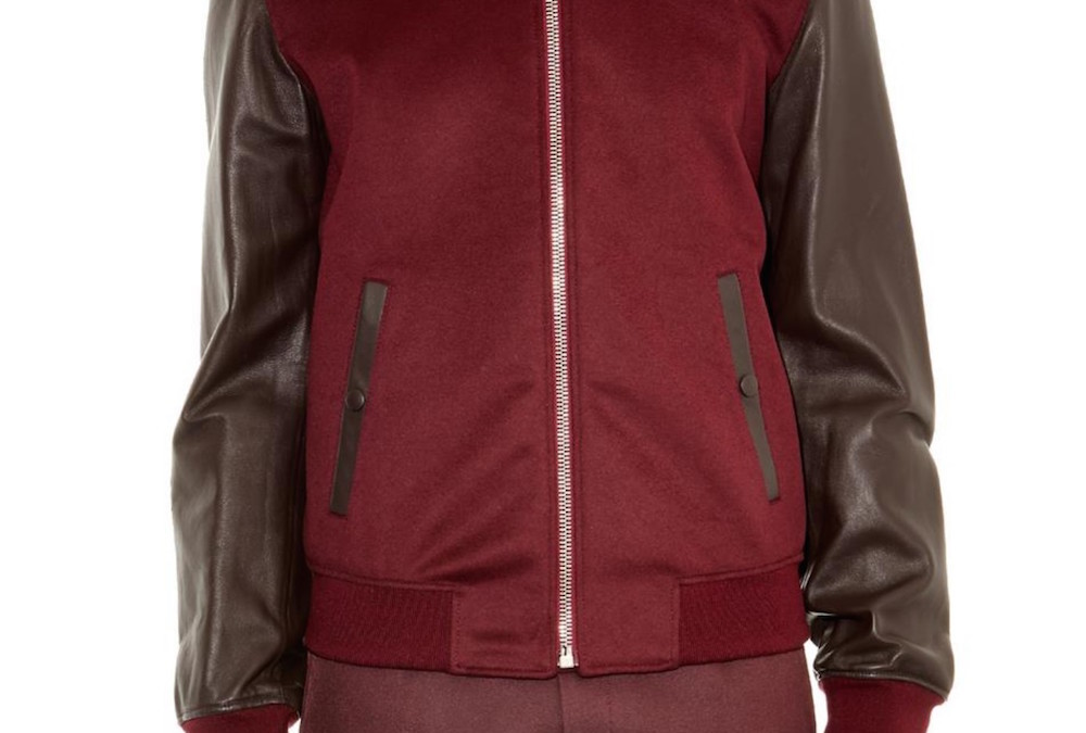 ALEXANDER MCQUEEN LEATHER SLEEVE BOMBER JACKET